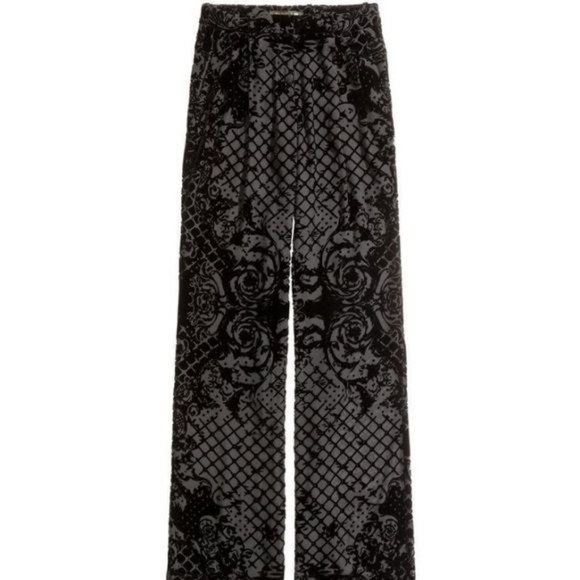 Balmain H&M Black Velvet Burnout Silk Pants - Picture 2 of 4